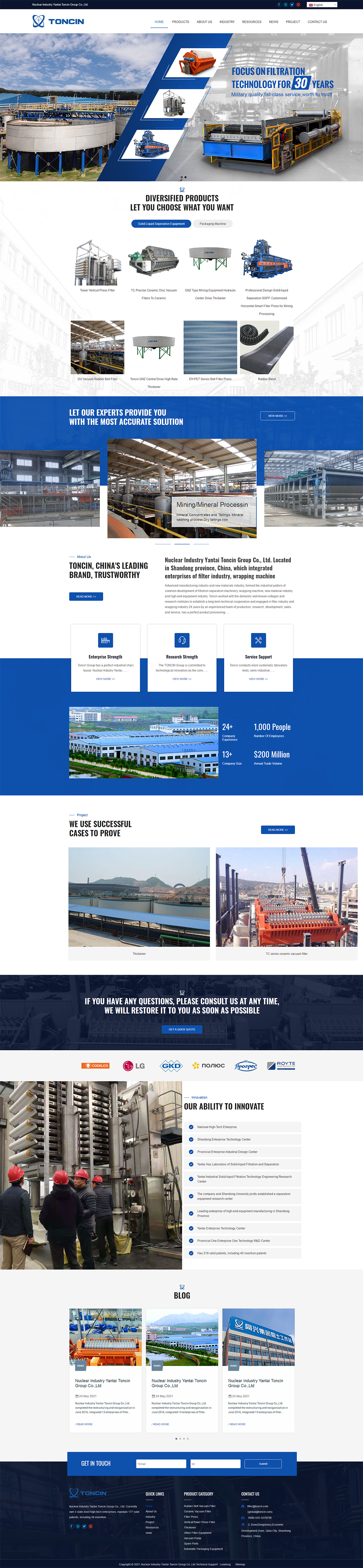 vacuum belt filter, high rate thickener, Ceramic d