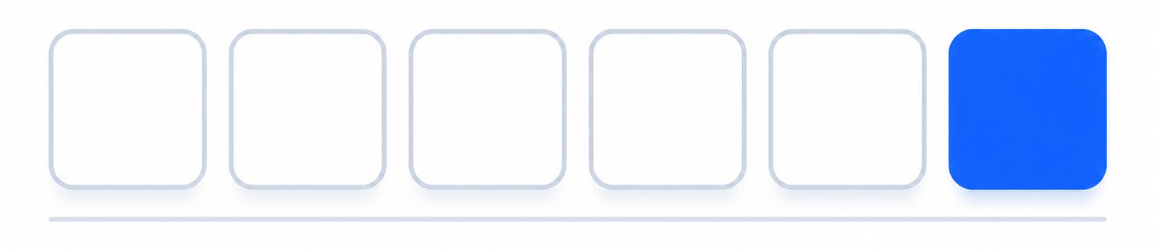 six delivery items in a row with the last one highlighted