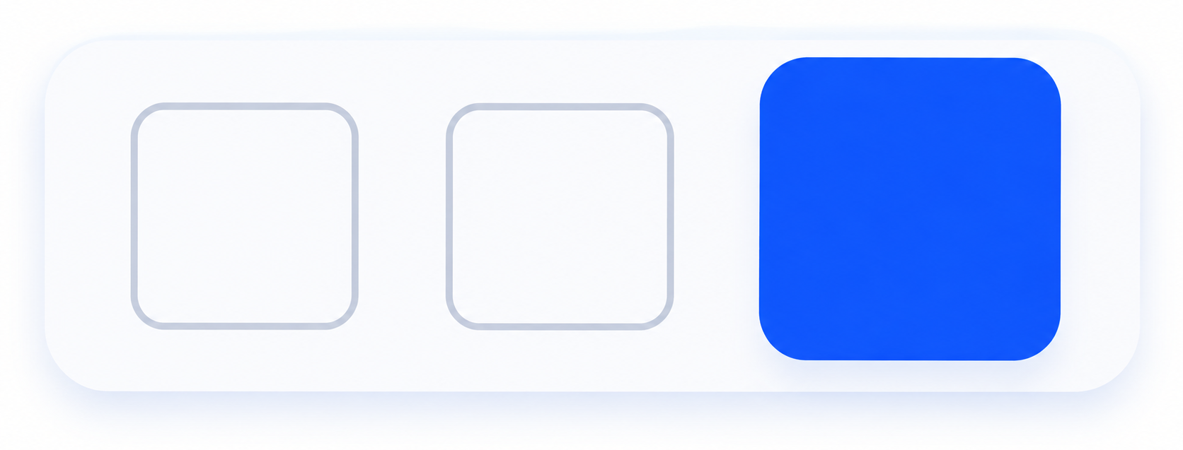 one wide rounded bar holding three tap targets of growing size