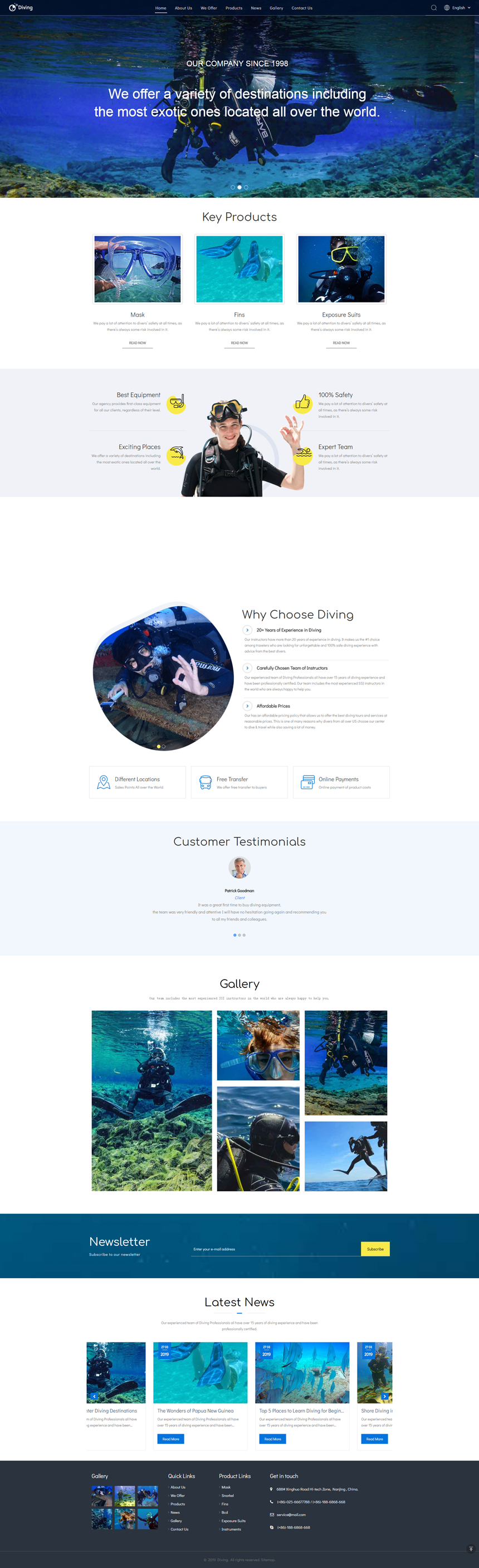 英文蓝色工业设备网站建设模板