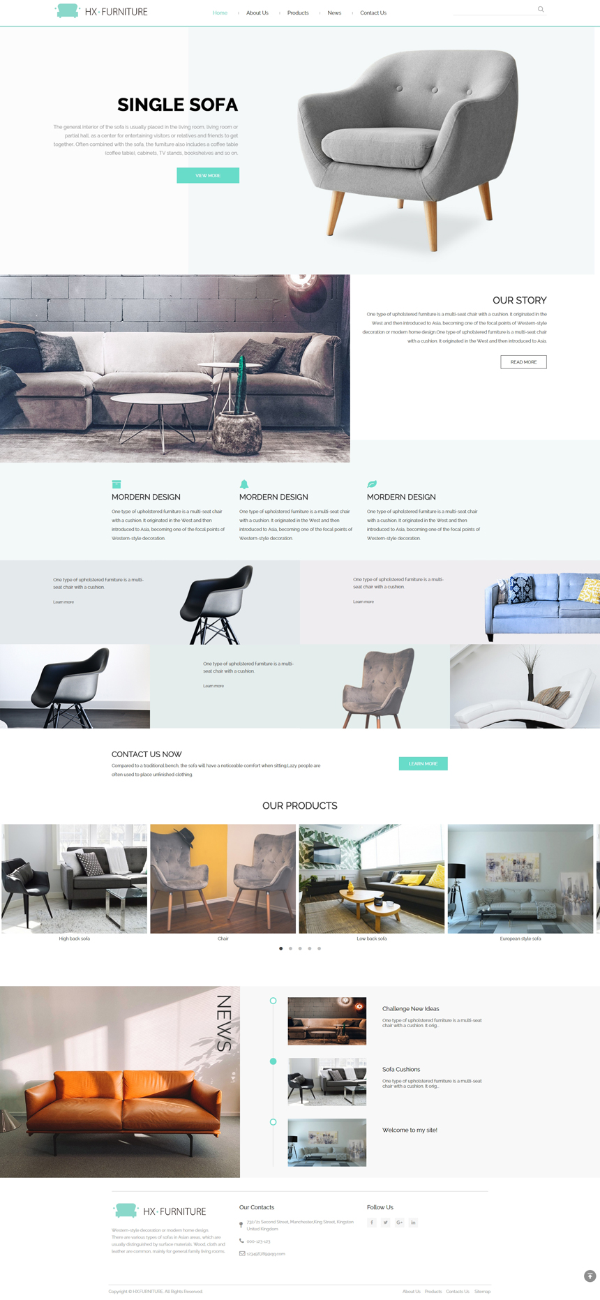 英文绿色家具家居网站建设模板