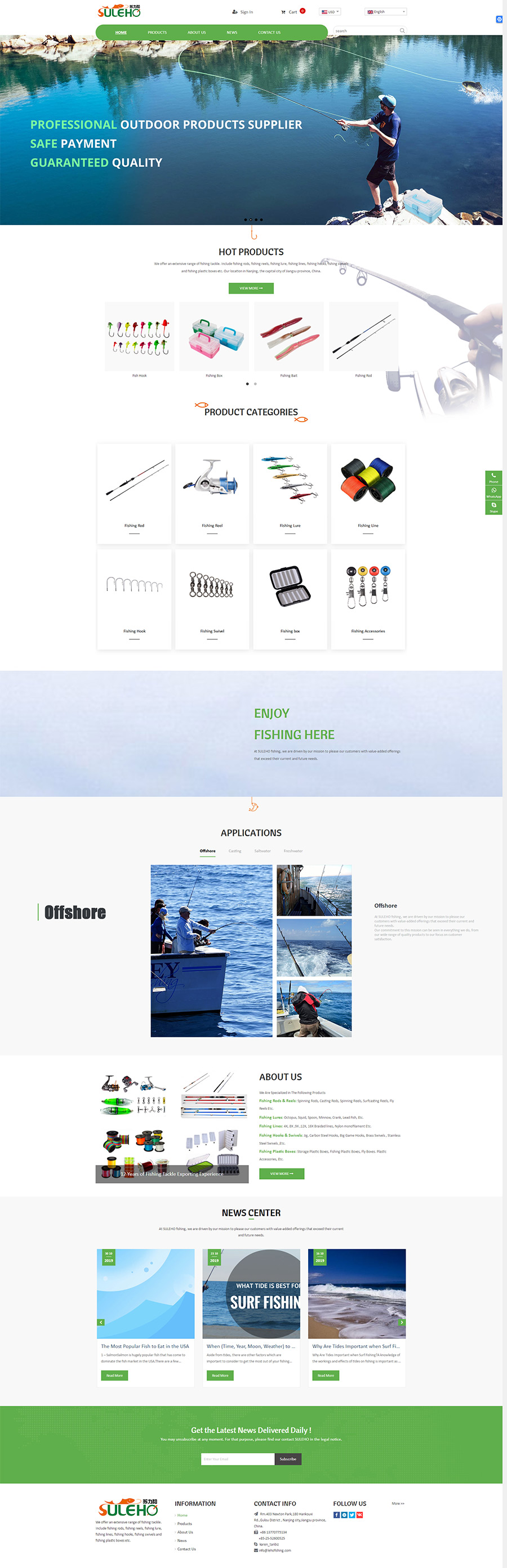 外贸商城网站建站案例-渔具、渔轮、鱼钩1