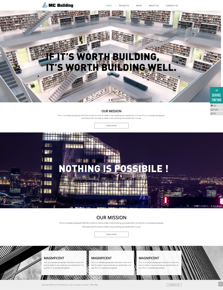 英文白色商业服务网站建设模板