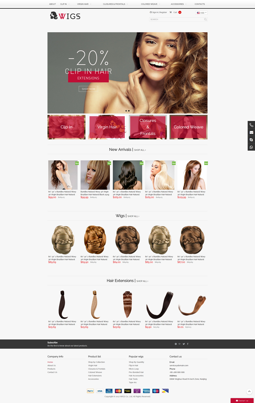 英文红色美容美发网站建设模板