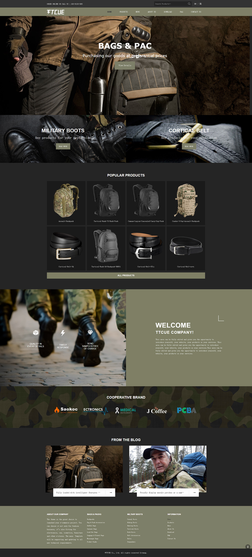 英文黑色服装鞋帽网站建设模板