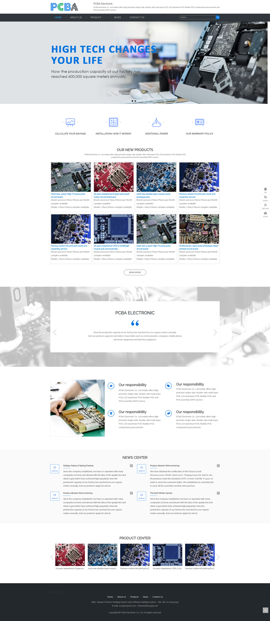 英文蓝色数码电子网站建设模板
