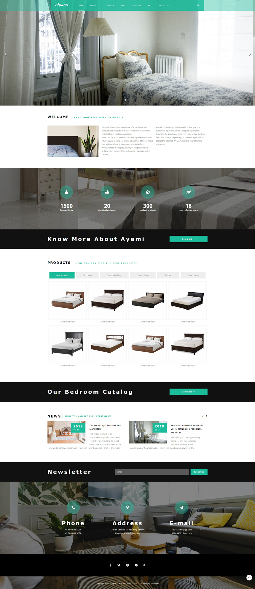 英文绿色家具家居网站建设模板