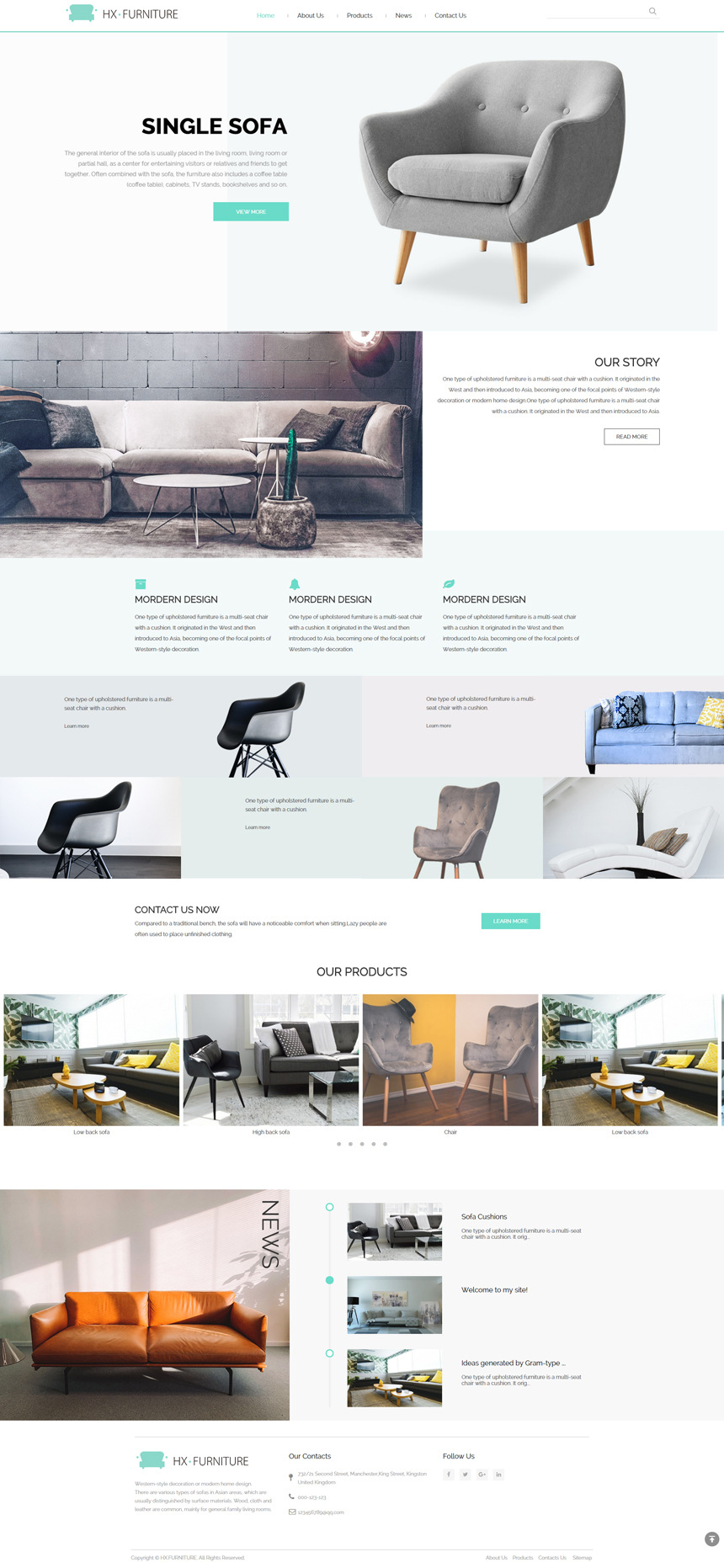 英文绿色家居家具网站建设模板